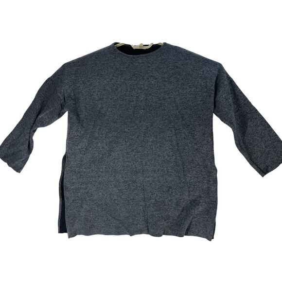 ZARA Sweater Womens Size M Gray Classic Neutral Casual Side Slits Minimalist - Picture 1 of 6